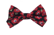 Red Poppy dog bow tie. Handmade from cotton poplin fabric with a Poppy print. 