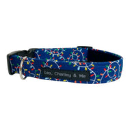 Handmade dog collar in the Liberty print Tangled Lights.  Perfect for Christmas. Made in the UK and washable.