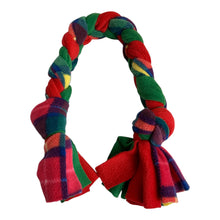 Festive green and red tug toy. Made in the UK and washable