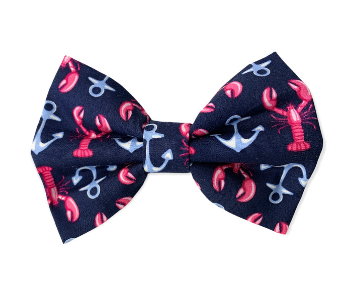 Lobster print dog bow tie. Handmade in the U.K. and washable 