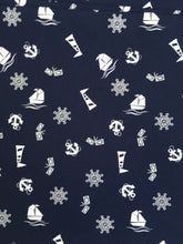 Salty Sea Dog print nautical themed print fabric handmade dog collar, lead and bandana set. Boxed bargain. made in the UK