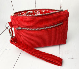 Matching pouch bags for owners in red cord with Japanese Blossom lining. 
