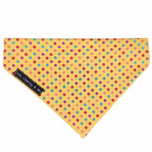 Sunshine Spot yellow dog bandana. Matches our range of Sunshine Spot dog collars and accessories. Hand made in the U.K. and washable 