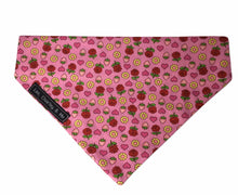 Strawberries and Roses cotton poplin dog bandana hand made to co-ordinate with our comfy dog collar.