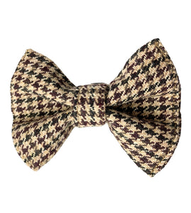 Tweed check woollen dog bow tie. Handmade in the UK 