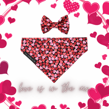 Heart print handmade dog bandana and bow tie. Perfect to show the world how much you love your dog 