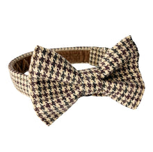 Handmade tweed check dog collar and matching bow tie. Made in the UK 