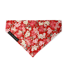Pretty red dog bandana in a Japanese floral print. Handmade and washable