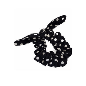 Handmade black and white polka dot scrunchie with matching face mask available. Handmade in the U.K. and washable.