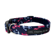 Handmade Lobster print dog collar. Made in the U.K. and washable. 
