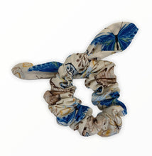 Handmade blue butterfly cotton scrunchie with matching face mask Handmade in the U.K. and washable.
