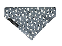 Silver sheep print dog bandana in soft cotton poplin. Made in the UK and washable 