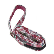 Pink Bouquet print cotton fabric dog lead. Hand made to co- ordinate with our Pink Bouquet dog collar, bandana and bow tie.