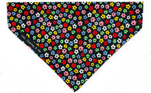 Dog bandana in Ditsy Floral multicolour print, co-ordinates with the Disty floral dog collar.