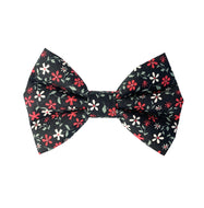 Crimson Posy dog bow tie in cotton poplin. handmade in the UK and washable. Pretty dog accessory perfect for autumn  and winter months. 