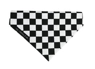 Black and white checker board dog bandana inspired by Parisian fashion. Handmade and washable.