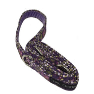 Lilac Meadow cotton print dog lead with lilac velvet lined handle. Hand made and washable.
